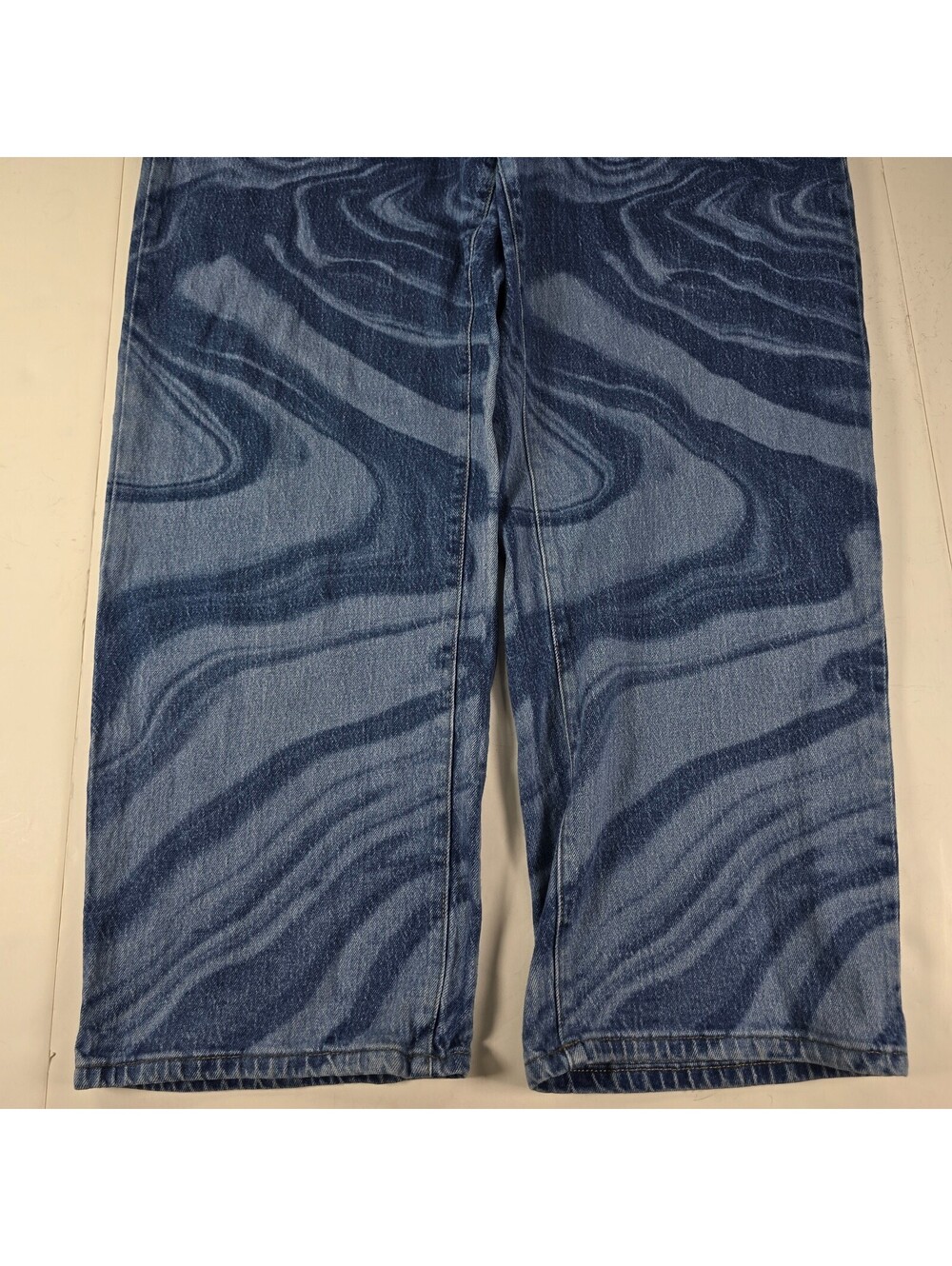 Wild Fable Jeans Women's 14/32R (32x30) Blue Marble Swirl Highest Rise Baggy - Picture 2 of 9